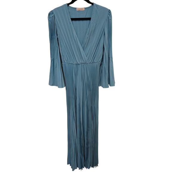 Pleated Light Blue Elegant Casual Dress with Belt Women's Size XL - Picture 1 of 8